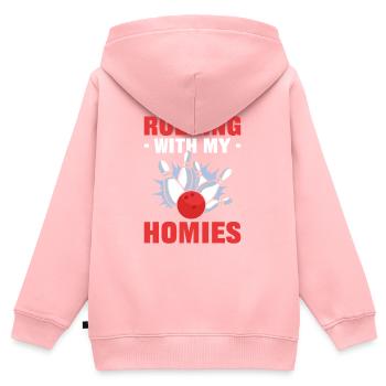 Rolling With My Homies Bowling Bowler - Kinder Premium Organic Zip Hoodie - Rosa - Hinten - AI Model Kid Female (0cm)