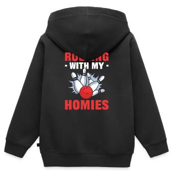 Rolling With My Homies Bowling Bowler - Kids Premium Organic Zip-up Hoodie - black - Back - AI Model Kid Male (0cm)