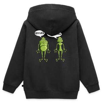 Lustiges Forsch Frösche Quark Magerquark Wortwitz - Kinder Premium Organic Zip Hoodie - Schwarz - Hinten - AI Model Kid Male (0cm)