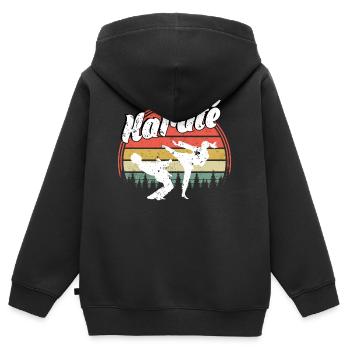 Karaté - Sweat Premium à capuche zippé enfant bio - noir - Dos - AI Model Kid Male (0cm)