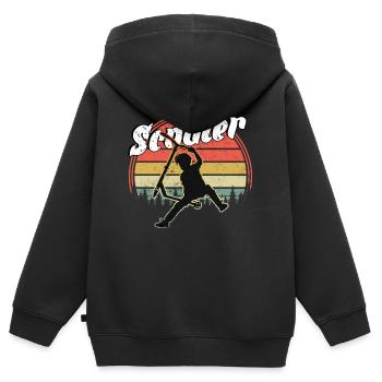 Freestyle Roller - Kinder Premium Organic Zip Hoodie - Schwarz - Hinten - AI Model Kid Male (0cm)