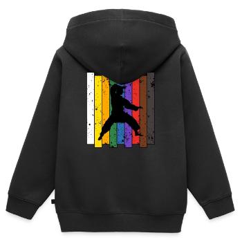 Karaté - Sweat Premium à capuche zippé enfant bio - noir - Dos - AI Model Kid Male (0cm)
