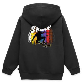 Skateboard Freestyle - Sweat Premium à capuche zippé enfant bio - noir - Dos - AI Model Kid Male (0cm)