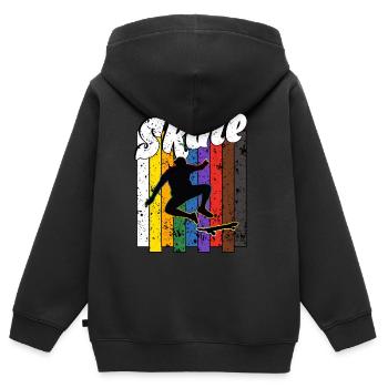 Skateboard Freestyle - Kinder Premium Organic Zip Hoodie - Schwarz - Hinten - AI Model Kid Male (0cm)