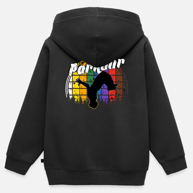 parkour - Sweat Premium à capuche zippé enfant bio - noir