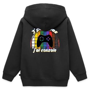 J'peux pas j'ai console - Sweat Premium à capuche zippé enfant bio - noir - Dos - AI Model Kid Male (0cm)