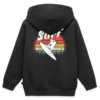 Surfen - Kinder Premium Organic Zip Hoodie - Schwarz - Hinten - AI Model Kid Male (0cm)