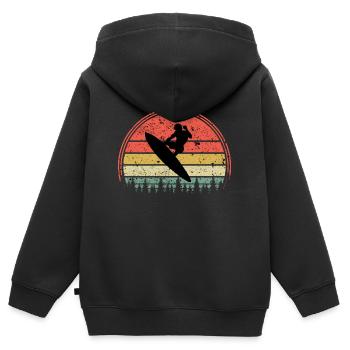 Surfen - Kinder Premium Organic Zip Hoodie - Schwarz - Hinten - AI Model Kid Male (0cm)