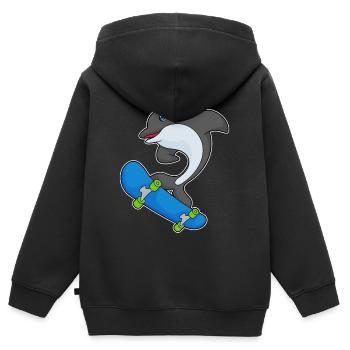Delfin Skater Skateboard - Sweat Premium à capuche zippé enfant bio - noir - Dos - AI Model Kid Male (0cm)