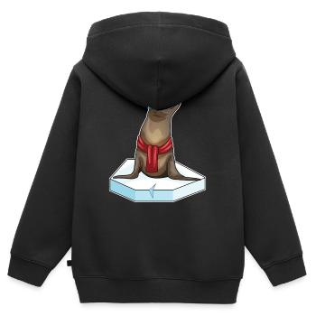 Seehund Eisscholle - Kinder Premium Organic Zip Hoodie - Schwarz - Hinten - AI Model Kid Male (0cm)