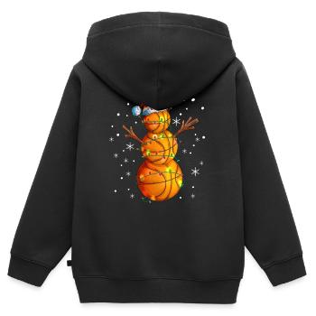 Schneemann Basketball X-Mas Basketballer Geschenk - Kinder Premium Organic Zip Hoodie - Schwarz - Hinten - AI Model Kid Male (0cm)
