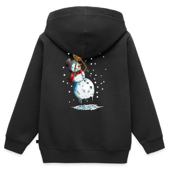 Schneemann Basketballsport Basketball im Schnee - Kinder Premium Organic Zip Hoodie - Schwarz - Hinten - AI Model Kid Male (0cm)