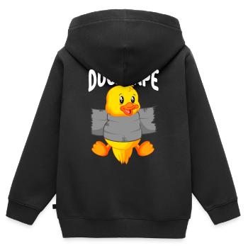 Ruban de canard | Canetons avec ruban adhésif - Sweat Premium à capuche zippé enfant bio - noir - Dos - AI Model Kid Male (0cm)