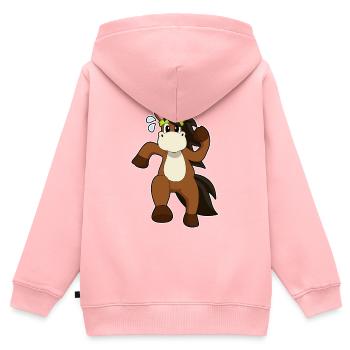 Pferd Pferderennen - Kinder Premium Organic Zip Hoodie - Rosa - Hinten - AI Model Kid Female (0cm)