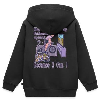 Warum ich meine Akkus selber lade ? - Kinder Premium Organic Zip Hoodie - Schwarz - Hinten - AI Model Kid Male (0cm)