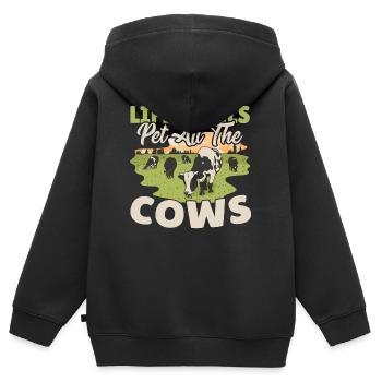 Vache Vaches Muh Pis Vache laitière Ferme Vache Crâne de vache Éleveur - Sweat Premium à capuche zippé enfant bio - noir - Dos - AI Model Kid Male (0cm)