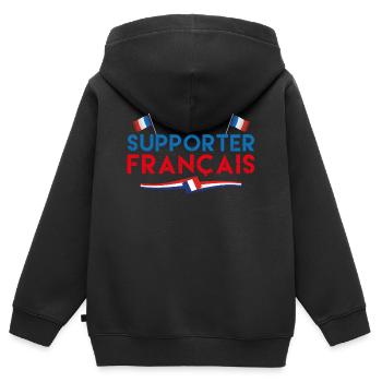 Allez La France | Supporter Français !!! - Sweat Premium à capuche zippé enfant bio - noir - Dos - AI Model Kid Male (0cm)