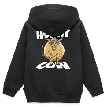 Hochlandrinder Rind Highland Kuhglocke Landwirt - Kinder Premium Organic Zip Hoodie - Schwarz - Hinten - AI Model Kid Male (0cm)