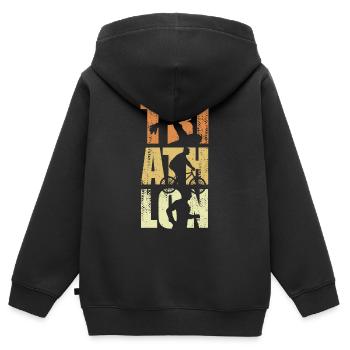 Lustiges Triathlon Event - Kinder Premium Organic Zip Hoodie - Schwarz - Hinten - AI Model Kid Male (0cm)