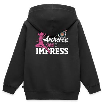 Archer Archer Tir à l’arc - Sweat Premium à capuche zippé enfant bio - noir - Dos - AI Model Kid Male (0cm)