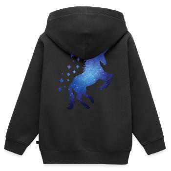 Cosmic Unicorn Outer Space Unicorn Galaxy - Kids Premium Organic Zip-up Hoodie - black - Back - AI Model Kid Male (0cm)