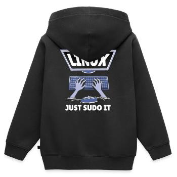 Linux Just Sudo It Linux Computer Programmer - Kids Premium Organic Zip-up Hoodie - black - Back - AI Model Kid Male (0cm)
