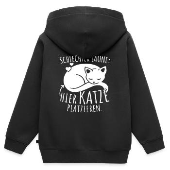 Bei Schlechter Laune Hier Katze Platzieren Katzen - Kinder Premium Organic Zip Hoodie - Schwarz - Hinten - AI Model Kid Male (0cm)