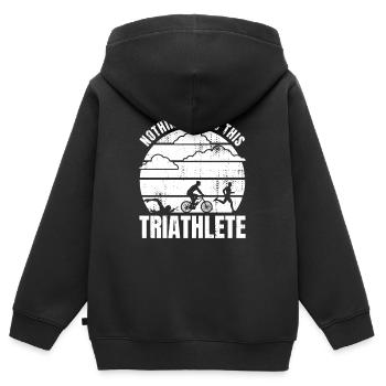 Triathlon Motivation - Kinder Premium Organic Zip Hoodie - Schwarz - Hinten - AI Model Kid Male (0cm)