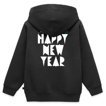 Frohes Neues Jahr, Frohes Neues Jahr, Neues Jahr, Neues Jahr - Kinder Premium Organic Zip Hoodie - Schwarz - Hinten - AI Model Kid Male (0cm)