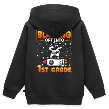 In die 1. Klasse zurück in die Schule - Kinder Premium Organic Zip Hoodie - Schwarz - Hinten - AI Model Kid Male (0cm)