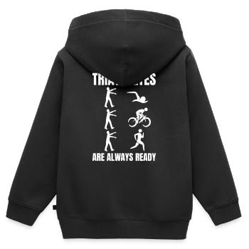 Triathlet Witz - Kinder Premium Organic Zip Hoodie - Schwarz - Hinten - AI Model Kid Male (0cm)