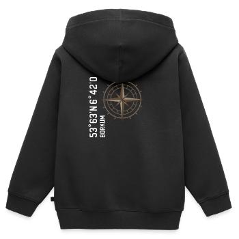 Borkum Koordinaten - Kinder Premium Organic Zip Hoodie - Schwarz - Hinten - AI Model Kid Male (0cm)