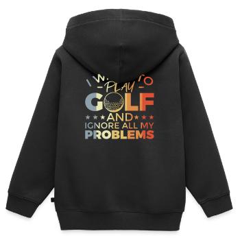 Lustiger Golf Spruch - Kinder Premium Organic Zip Hoodie - Schwarz - Hinten - AI Model Kid Male (0cm)