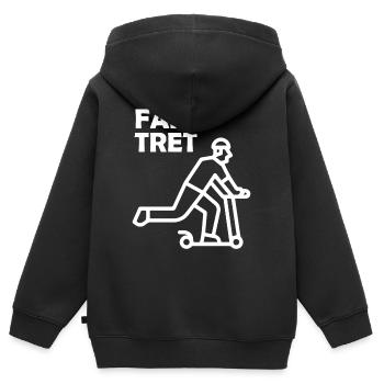 FAIR TRET Roller - Kinder Premium Organic Zip Hoodie - Schwarz - Hinten - AI Model Kid Male (0cm)