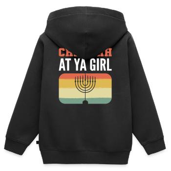 Challah At Ya Girl Hanukkah Dreidel - Kinder Premium Organic Zip Hoodie - Schwarz - Hinten - AI Model Kid Male (0cm)