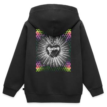 Chrétien, Jésus-Christ, Cœur qui saigne - Sweat Premium à capuche zippé enfant bio - noir - Dos - AI Model Kid Male (0cm)