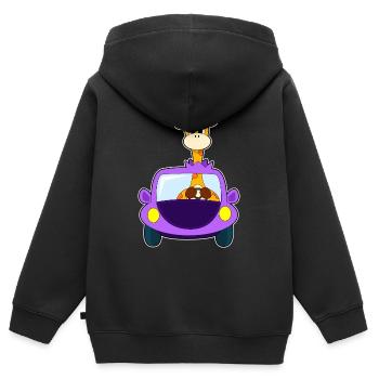 Giraffe Auto - Kinder Premium Organic Zip Hoodie - Schwarz - Hinten - AI Model Kid Male (0cm)