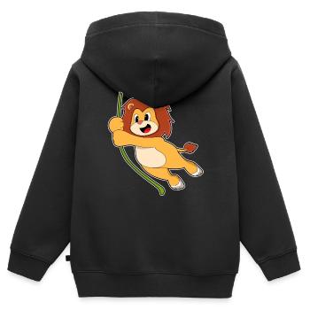 Löwe Liane Dschungel - Kinder Premium Organic Zip Hoodie - Schwarz - Hinten - AI Model Kid Male (0cm)