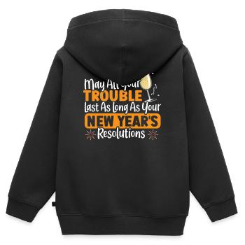 Que tous vos ennuis durent les résolutions du Nouvel An - Sweat Premium à capuche zippé enfant bio - noir - Dos - AI Model Kid Male (0cm)