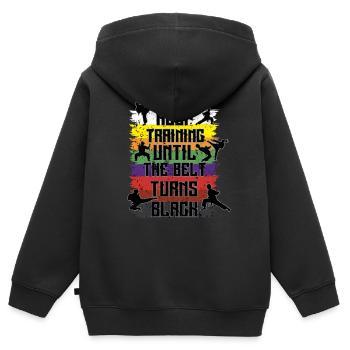 Karaté - Sweat Premium à capuche zippé enfant bio - noir - Dos - AI Model Kid Male (0cm)