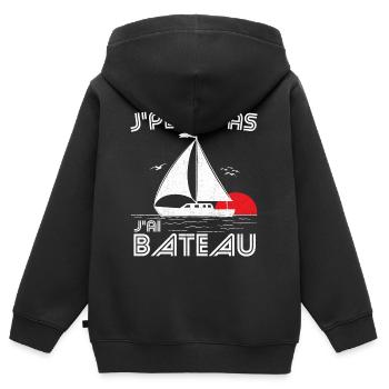 J'peux pas j'ai bateau - le coucher du soleil - Sweat Premium à capuche zippé enfant bio - noir - Dos - AI Model Kid Male (0cm)