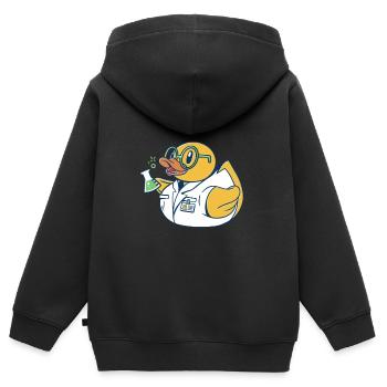 Badeente Wissenschaftler - Kinder Premium Organic Zip Hoodie - Schwarz - Hinten - AI Model Kid Male (0cm)