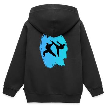 Karaté - Sweat Premium à capuche zippé enfant bio - noir - Dos - AI Model Kid Male (0cm)