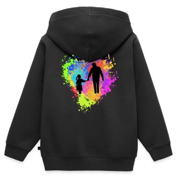 Vater und Tochter - Kinder Premium Organic Zip Hoodie - Schwarz - Hinten - AI Model Kid Male (0cm)