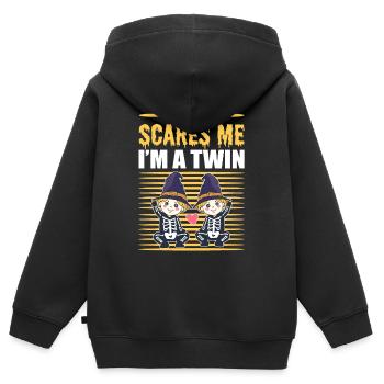 Nothing Scares Me I'm A Twin Halloween Twins - Kinder Premium Organic Zip Hoodie - Schwarz - Hinten - AI Model Kid Male (0cm)
