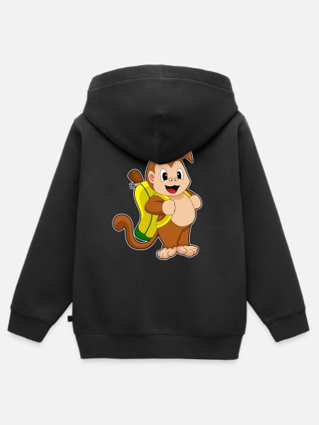 Monkey Banana - Kids Premium Organic Zip-up Hoodie - black