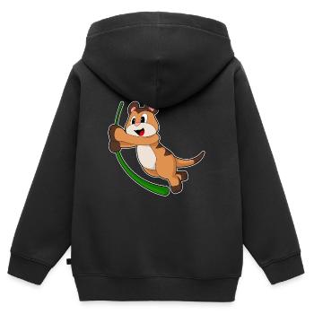 Erdmännchen Liane Dschungel - Kinder Premium Organic Zip Hoodie - Schwarz - Hinten - AI Model Kid Male (0cm)