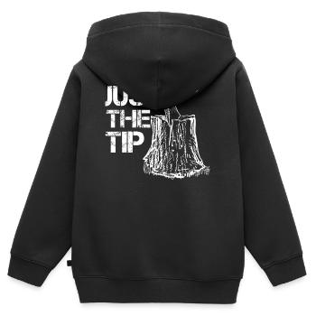 Axe Throwing Just The Tip Axe Whisperer Vintage - Kinder Premium Organic Zip Hoodie - Schwarz - Hinten - AI Model Kid Male (0cm)
