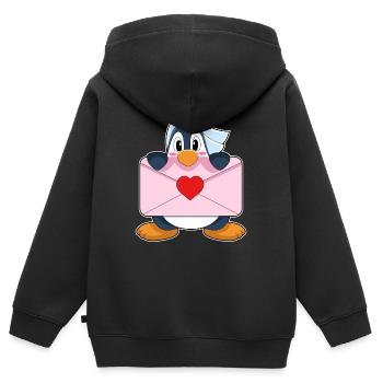 Pinguin Braut Brief Hochzeit - Kinder Premium Organic Zip Hoodie - Schwarz - Hinten - AI Model Kid Male (0cm)
