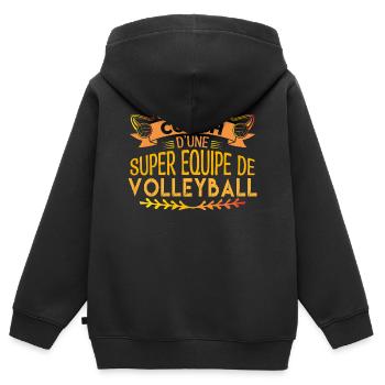 Cadeau coach Volleyball coach | Coach Volleyball - Sweat Premium à capuche zippé enfant bio - noir - Dos - AI Model Kid Male (0cm)